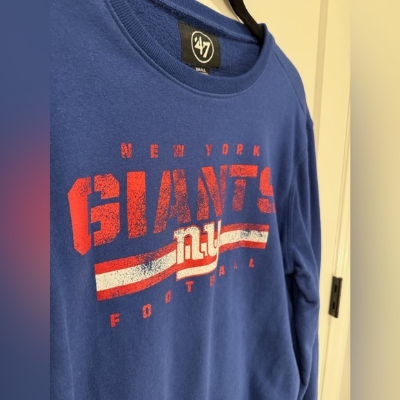 NY Giants NFL '47 Brand Men's Crewneck Sweater Size S Blue Long Sleeve - Picture 4 of 4